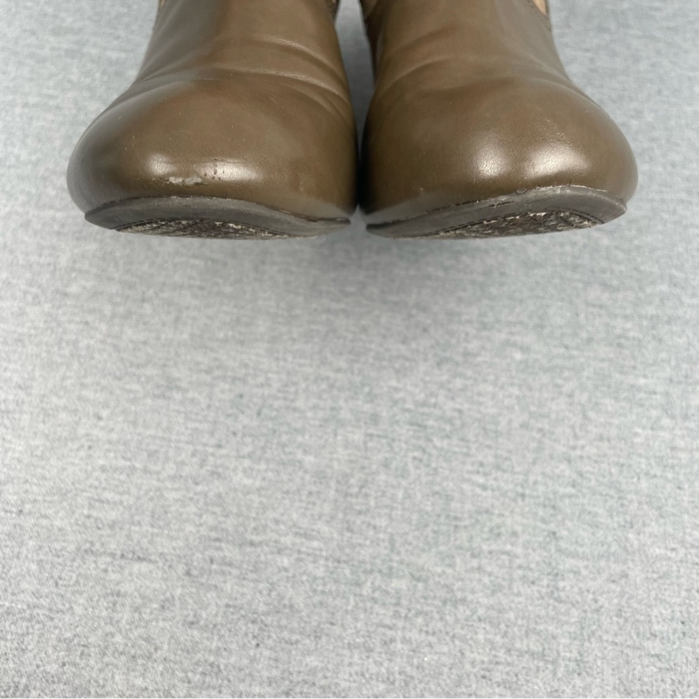 Jessica Simpson Boot Women 10 Olive Green Leather Ankle Bootie Suede Boho Hippie - Picture 6 of 14